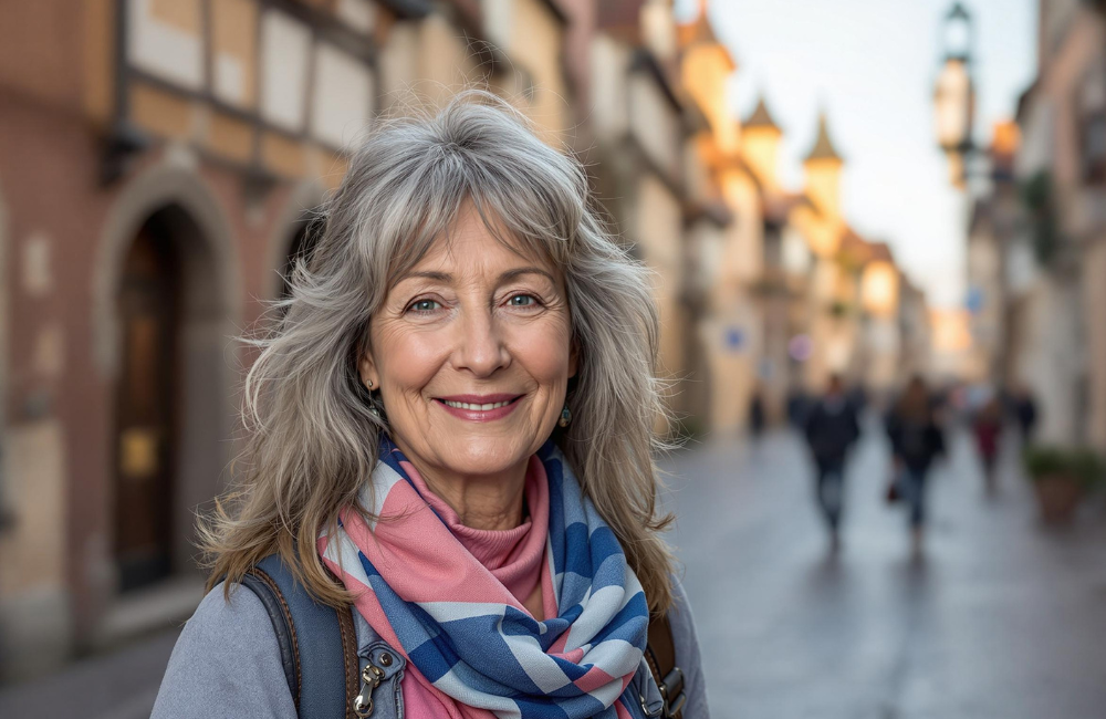 Midlife woman travelling